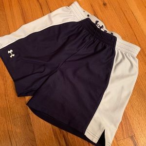 Under Armor Navy Blue and White Athletic Shorts